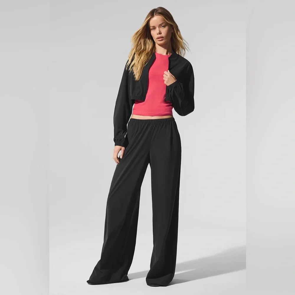Alo Yoga Cropped Breezy Full-Zip Cover Up Black XS